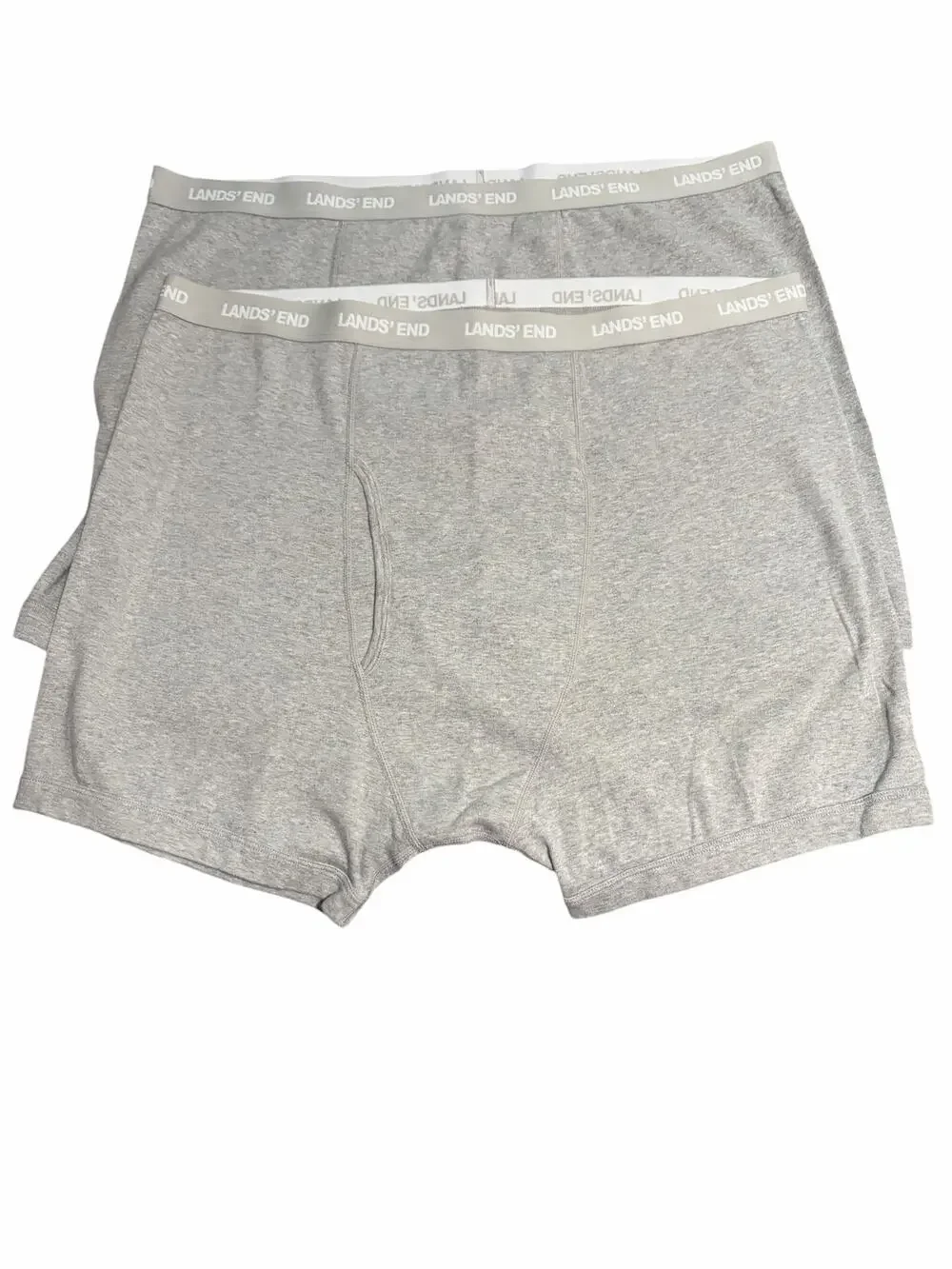 Lands’ End Men’s Boxer Briefs Gray Cotton Underwear 2 Pair Lot NWOT